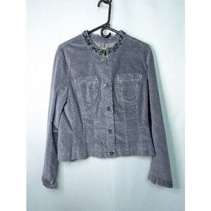 Sigrid Olsen Women's Faux Suede Jacket Lined Size 14 Career Casual Moto Gray NWT